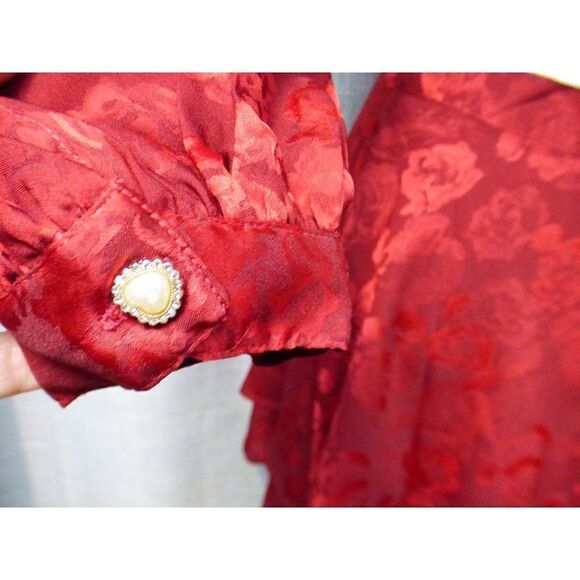 $155.00 RAHI Flora Cutout Long Sleeve Mini Dress in Ruby Red, Sz. S - Picture 9 of 12